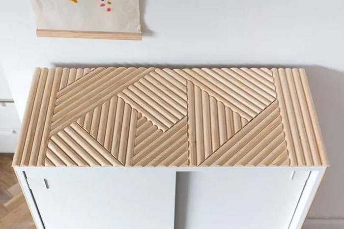 Makeover The Mackapär Shoe Cabinet Into A Gorgeous Bedroom Dresser Using Wood Dowels.