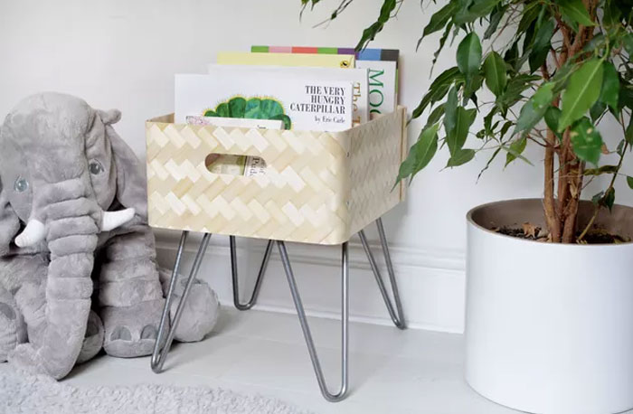 Turn The Bullig Storage Box Into A Cute Book Bin For Kids.