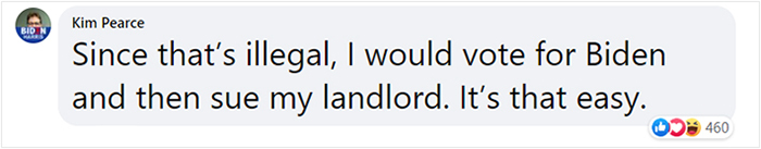 Landlord Makes It Clear That He Will Raise The Rent If Biden Gets Elected Landlord Makes It Clear That He Will Raise The Rent If Biden Gets Elected