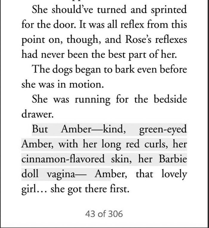 Book page with a paragraph describing Ambers' appearance 