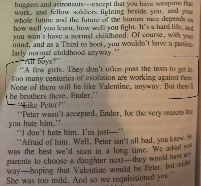 Ah Yes, Nothing Like Seeing Some Casual Sexism Slipped In (Enders Game, Orson Scott Card)