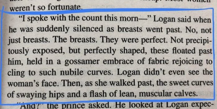 Book page with a paragraph describing woman breast 