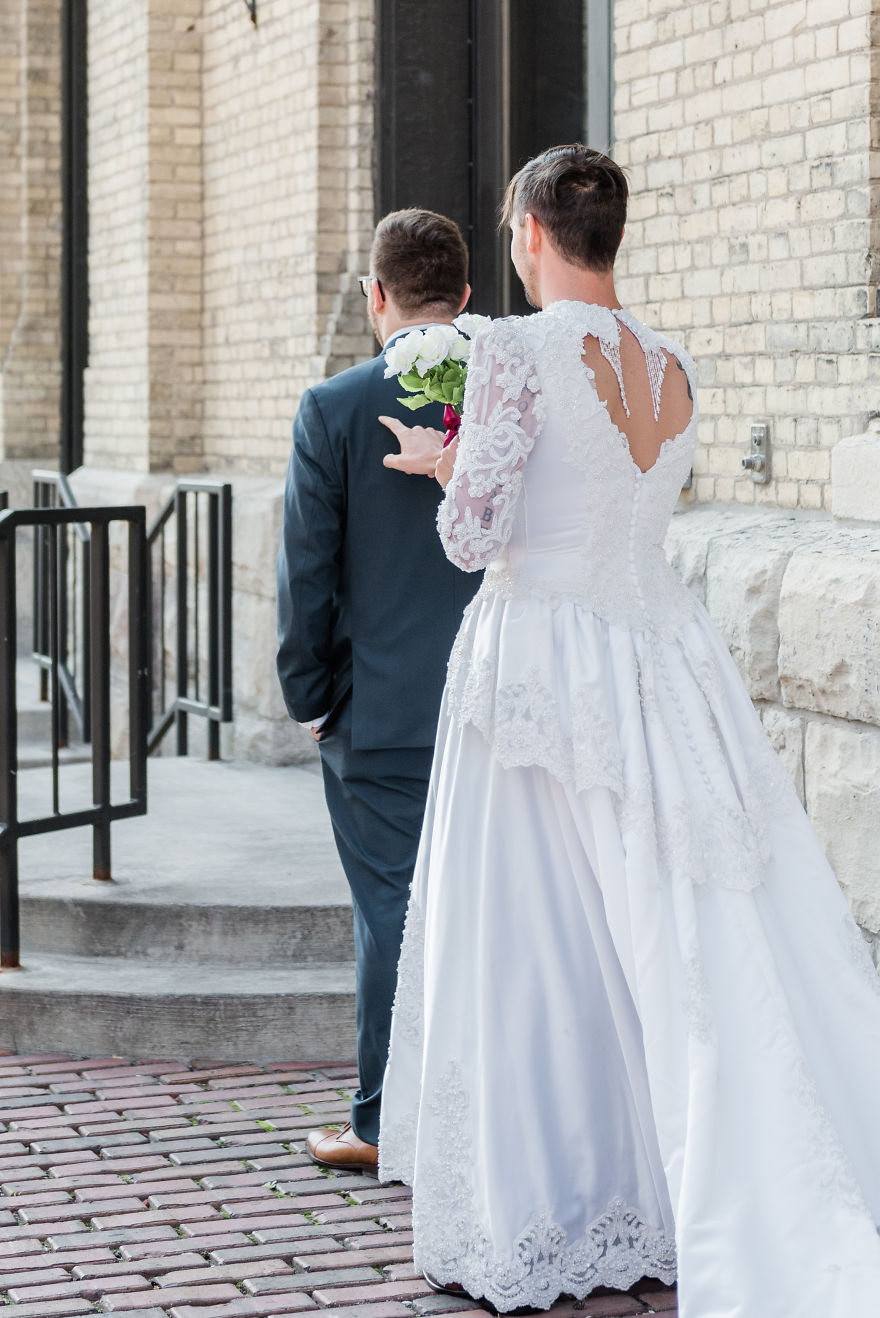 Funny Best Man Crashes First Look In A $60 Goodwill Wedding Dress