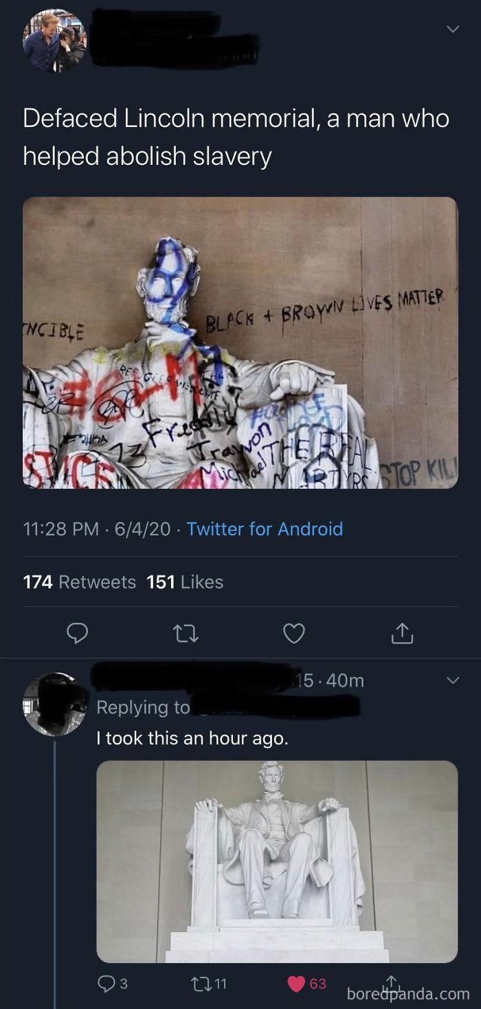 Claims The Lincoln Memorial Has Been Vandalized (As If That Wouldn’t Immediately Be National News)