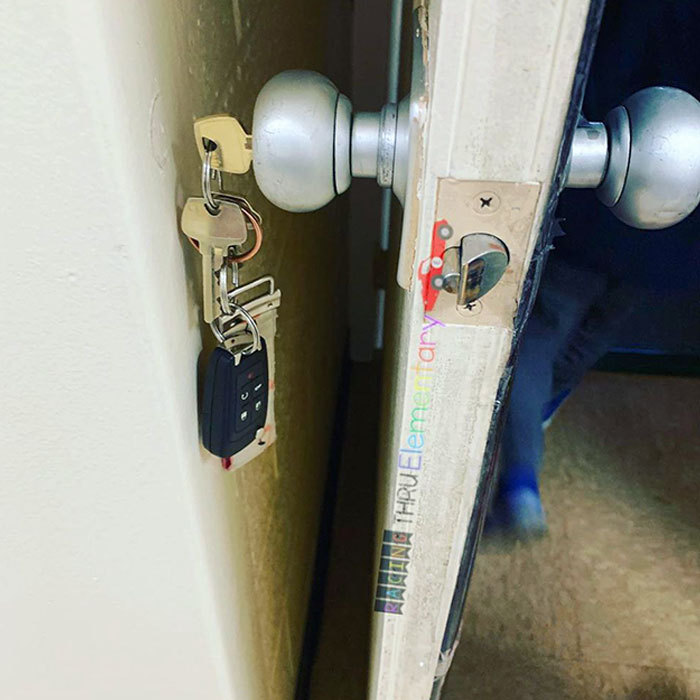 I Unlocked My Door With My Arms Full With The Intent Of Coming Back To Get My Keys Out Of The Door Once I Put My Stuff Down