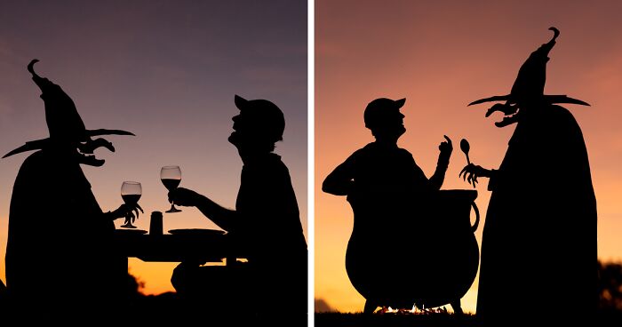 I Pose With These 48 Spooky Cardboard Cutouts At Sunset For This Year’s Halloween