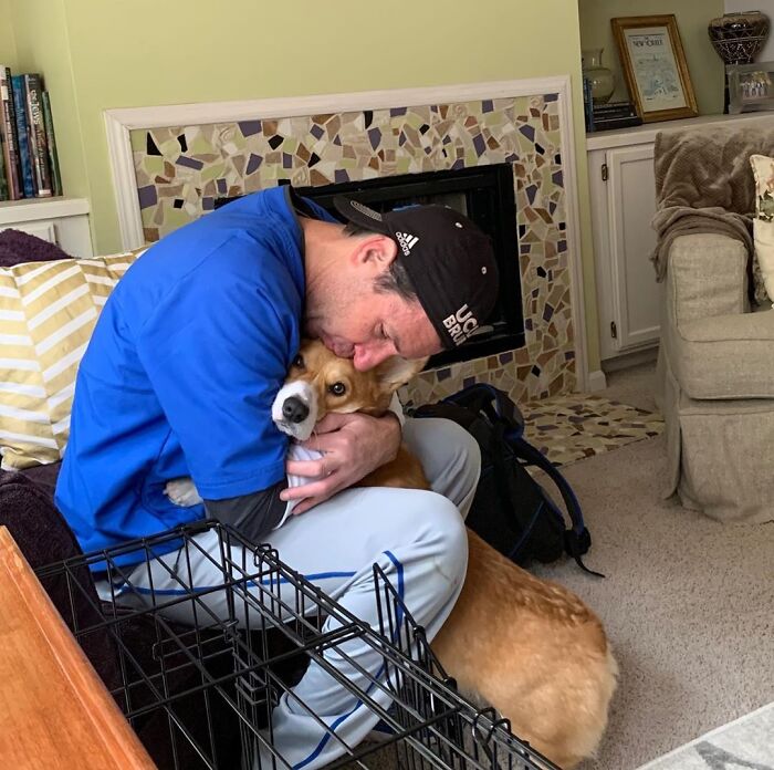 Tired Of Social Distancing, Corgi Hugs Every Friend He Meets On His Walks