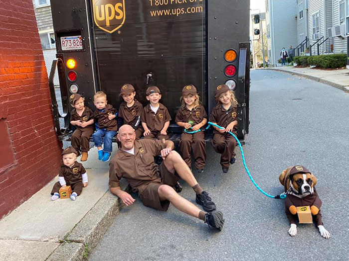 Kids In A Neighbor In Boston Dress Up For Their Favorite UPS Man