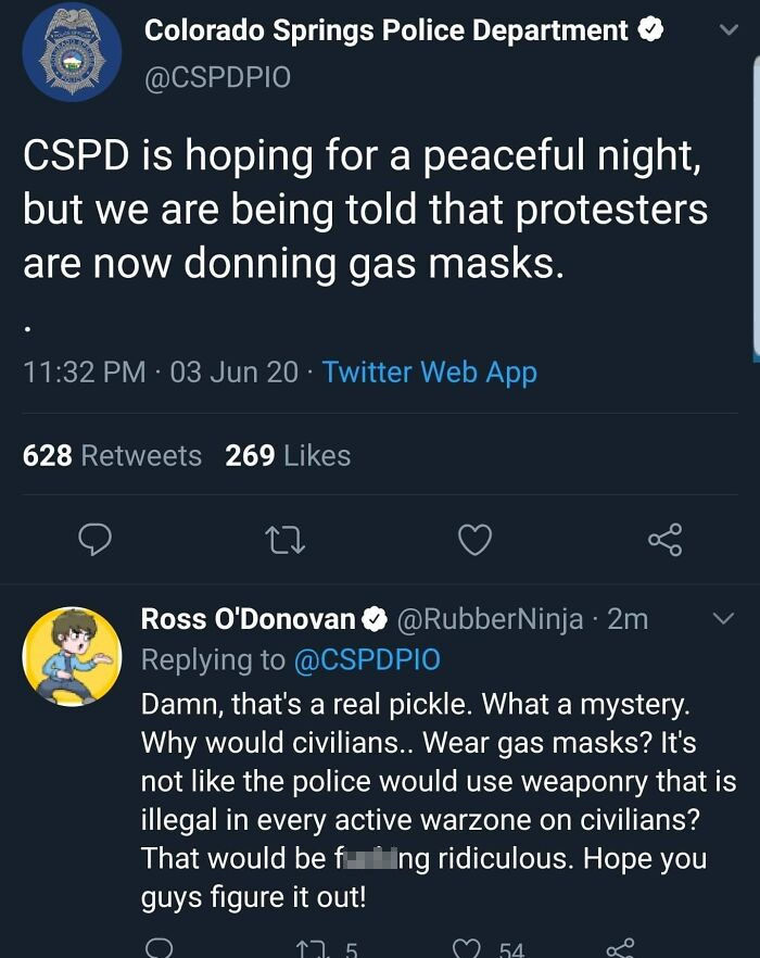 Tear Gas Civilians, They Bring Gas Masks. Wow What A Coincidence.