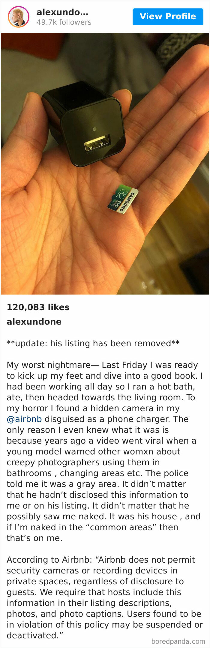 Found A Hidden Camera In Airbnb Disguised As A Charger