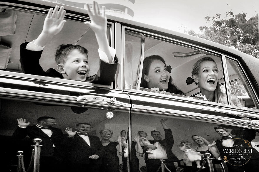 This Out Of The Box Family Portrait Using Reflection From Shiny Limo By Jacki Bruniquel