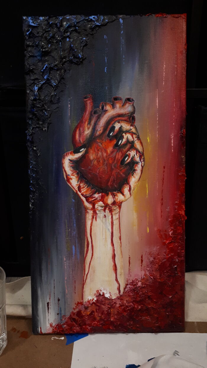 Acrylic And Pencil Crayon. I Call These Piece 'Codependency'