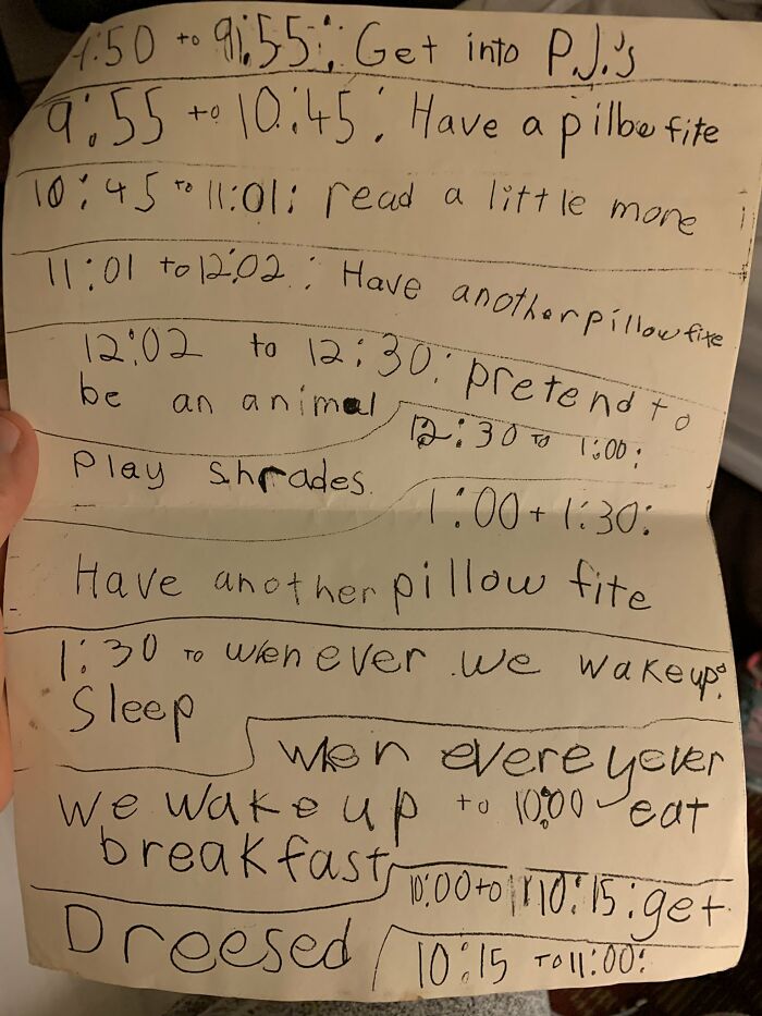 Woman Shares The Slumber Party Plan She Made When She Was 8 And 220k People Love It Woman Shares The Slumber Party Plan She Made When She Was 8 And 220k People Love It
