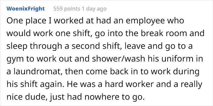 Retail Manager Helps Out His Homeless Employee Who’s Constantly Falling Asleep At Work, Gets Praised By 104K People On Reddit Retail Manager Helps Out His Homeless Employee Who’s Constantly Falling Asleep At Work, Gets Praised By 104K People On Reddit