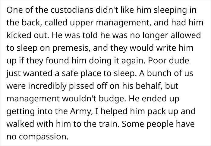 Retail Manager Helps Out His Homeless Employee Who’s Constantly Falling Asleep At Work, Gets Praised By 104K People On Reddit Retail Manager Helps Out His Homeless Employee Who’s Constantly Falling Asleep At Work, Gets Praised By 104K People On Reddit