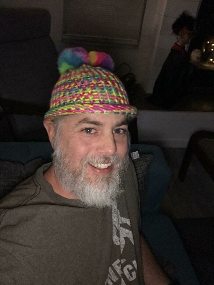 Daughter (10) Has Been Teaching Herself To Knit. Made This For My Birthday, Her First Try