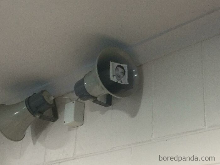 Boys Went Around School Slapping Up Printed Pics Of Mr Bean In Random Places, This Was The Only One To Survive The Cleanup