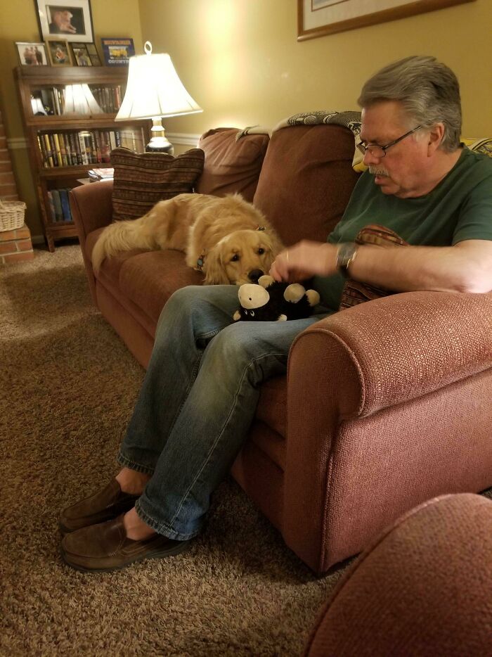 Good Girl Waiting For Dad To Fix Her Favorite Toy