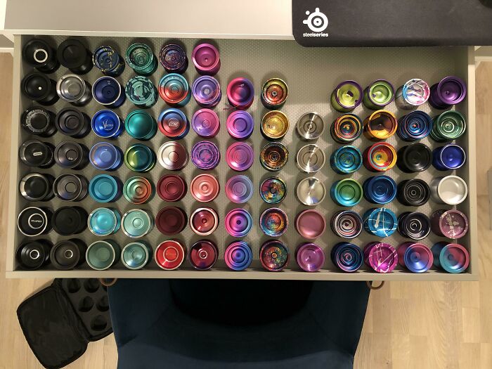 My Collection Of Yo-Yos. Took A Few Years To Collect And A Few Hours To Organize