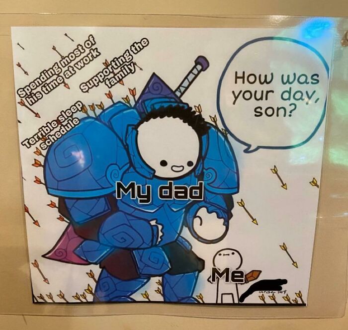 A Year Ago I Sent My Dad A Meme. Little Did I Know He Printed It, Dated It, Hand Laminated It, And Put It In His Office