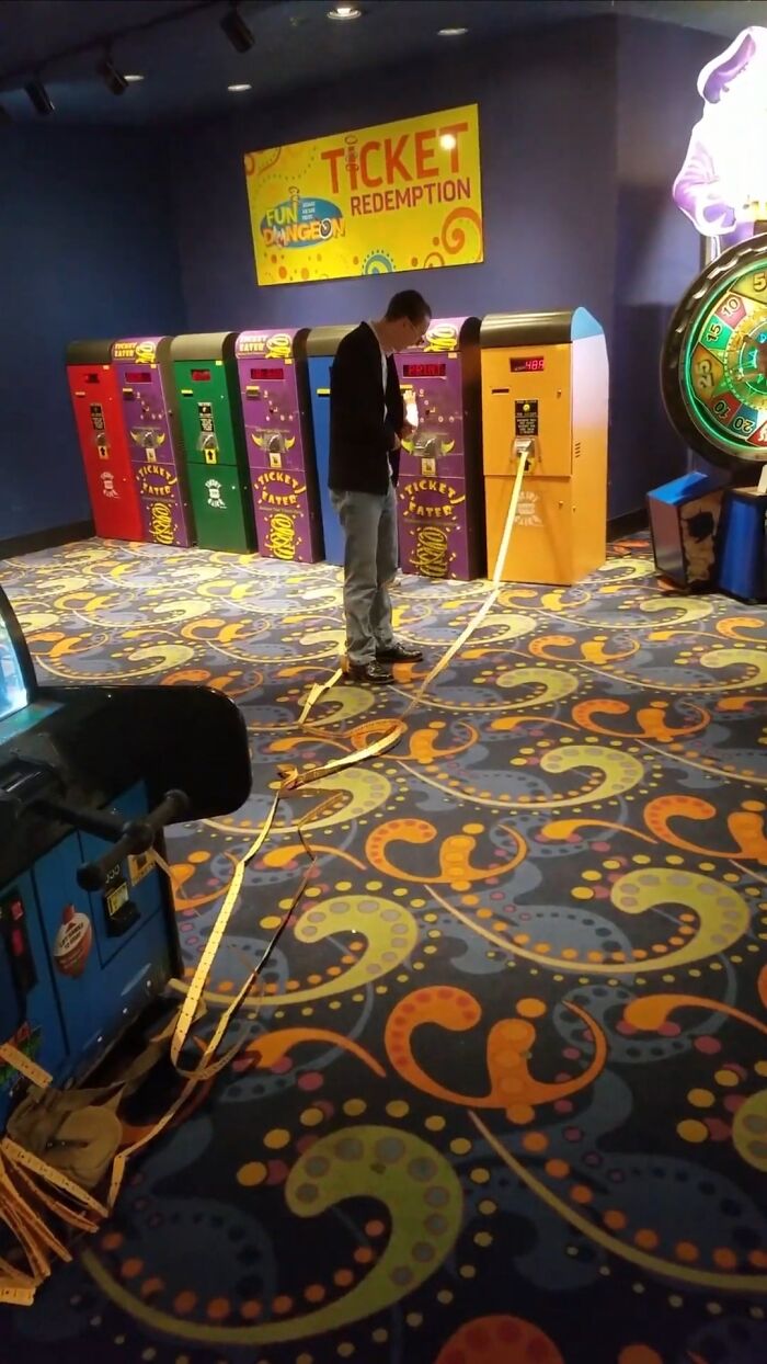 I Hit A Ticket Jackpot And Started Redeeming The Tickets Before They Finished Dispensing.