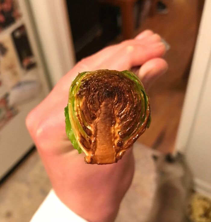 Pan Fried Brussel Sprout Looks Like A Tunnel