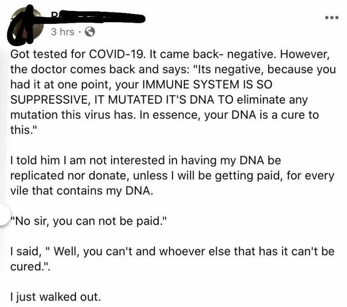 Never Thought I’d See This On My Own Feed But Sure Dude, I’m Sure The Doctor Really Said That