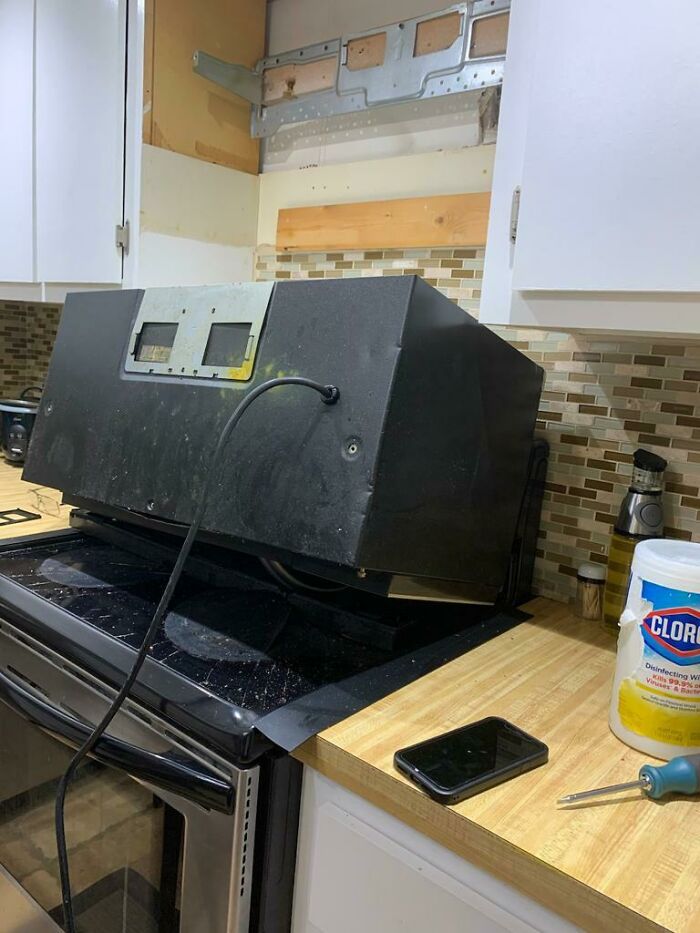 Wanted To Save Money By Repairing The Microwave Myself It Slipped My Hands While Unmounting It And Broke The Glass Top