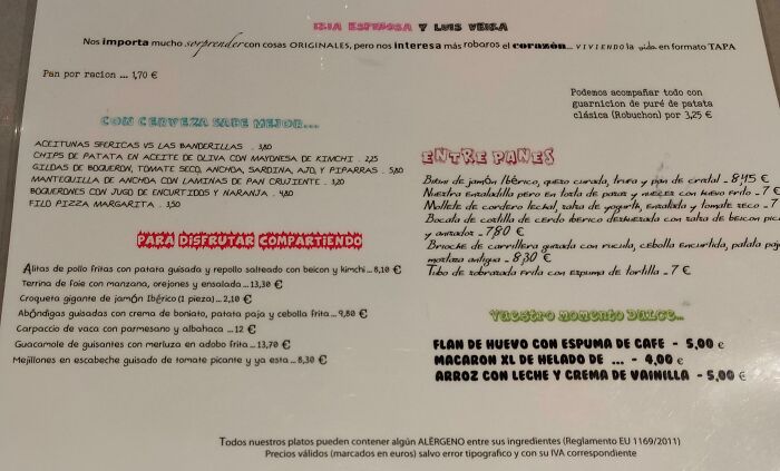 Why. So. Much. Fonts (A Restaurant Menu)