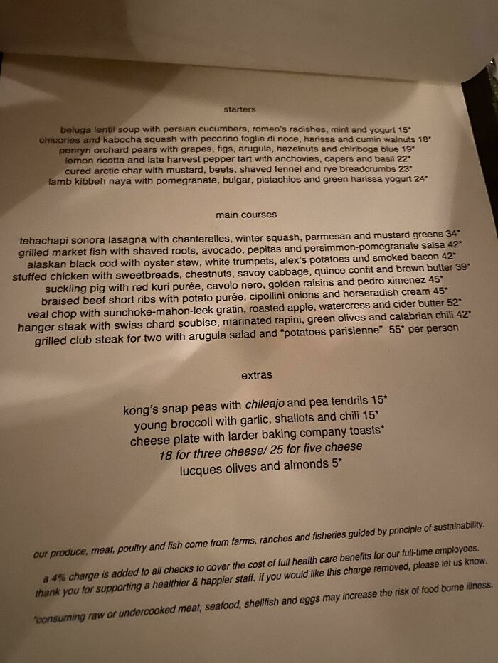 This Single-Spaced Menu