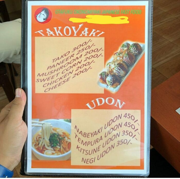 This Weird Font Choice On This Restaurant Menu