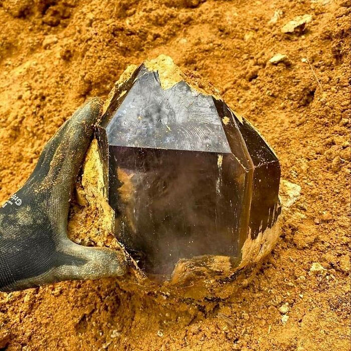 I Always Post Photos Of Crystals After They Have Been Cleaned And Tidied Up, But Here Is A Picture Of A Gorgeous Smoky Amethyst Fresh Out Of The Earth In Georgia!