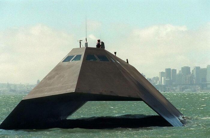 The Sea Shadow - An Experimental Stealth Ship Built For The Us Navy To Test New Technologies For Surface Ships. 1980s