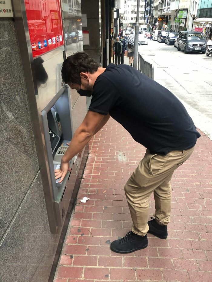 My Team Mate And I Are Both 6’10...now I Know What I Look Like Using An ATM.