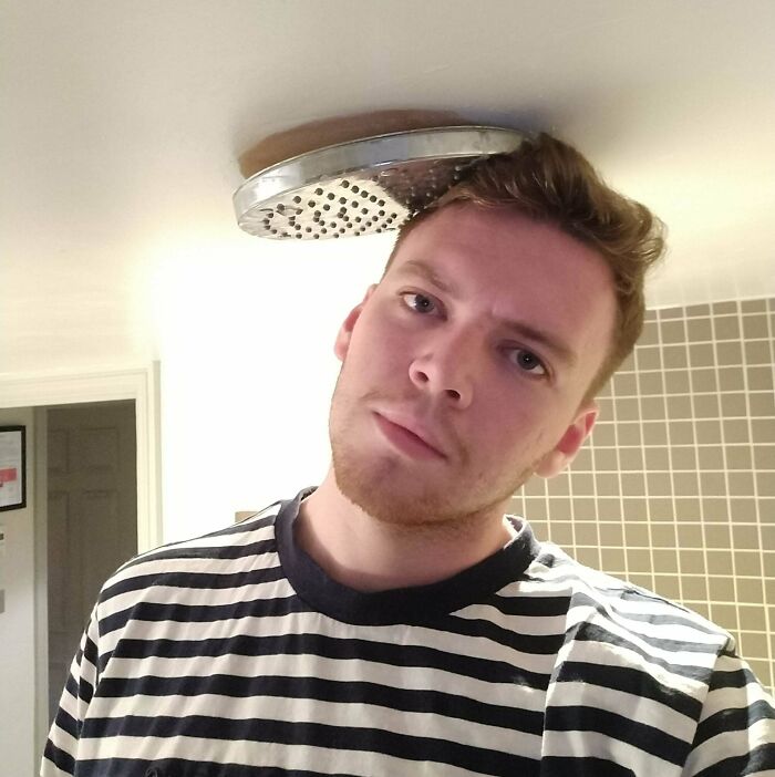 You Know It's Bad When The Shower Is In The Ceiling And You Still Don't Fit