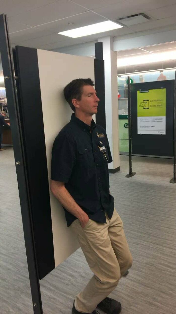 My Dad (6’6) Was A Little Too Tall For The Camera 😂 He Was Taking His Health Card Photo