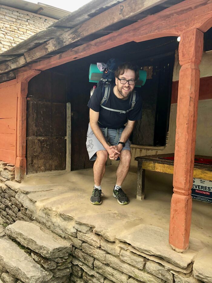 My Husband (6’5”) In Front Of A Home In Nepal.