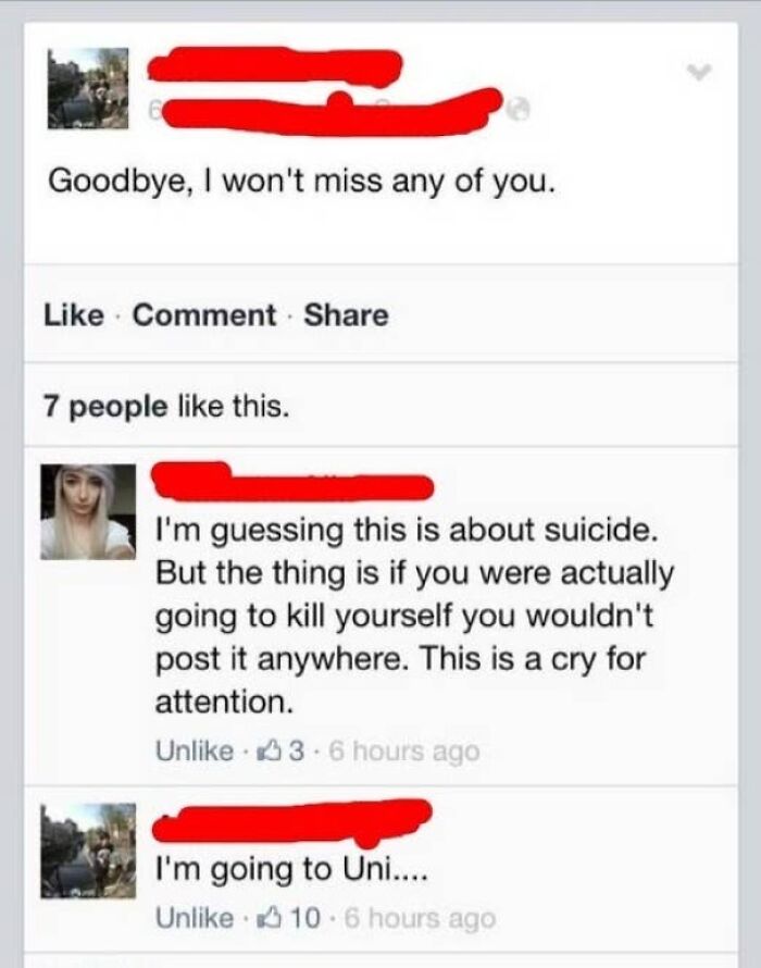 There Was An Attempt To "Shame" Someone Who Was Suicidal