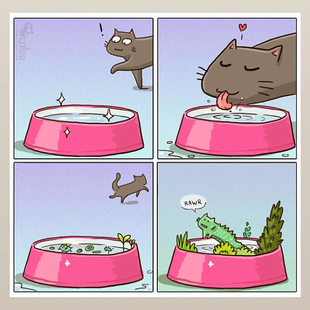 An Artist Creates Relatable Comics About Her Cat Dita And Her Family.