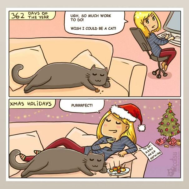 An Artist Creates Relatable Comics About Her Cat Dita And Her Family.