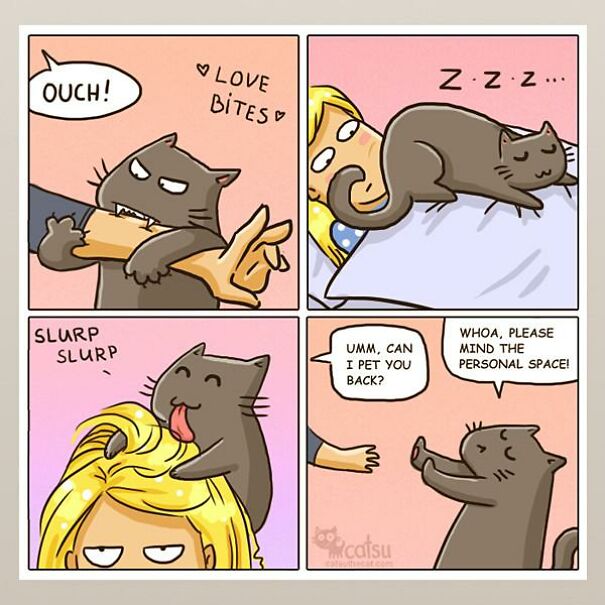 An Artist Creates Relatable Comics About Her Cat Dita And Her Family.