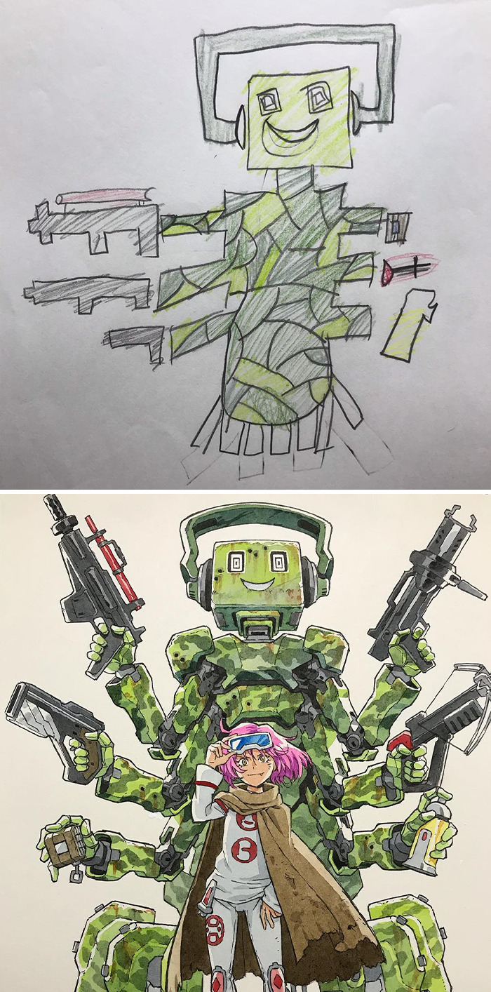 Father Transformed The Drawings Of Incredible Children Animes