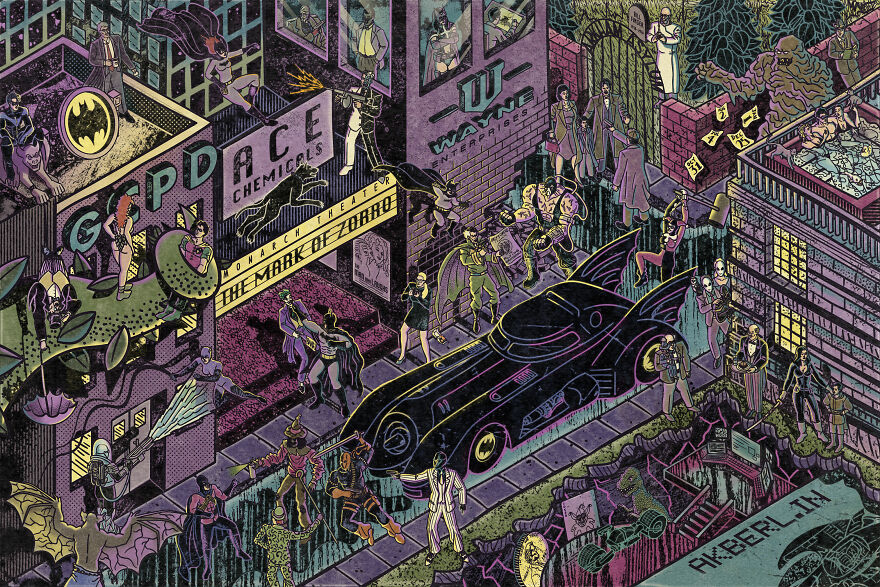 My Digital Illustration Of Batman's Gotham City That's Full Of Easter Eggs