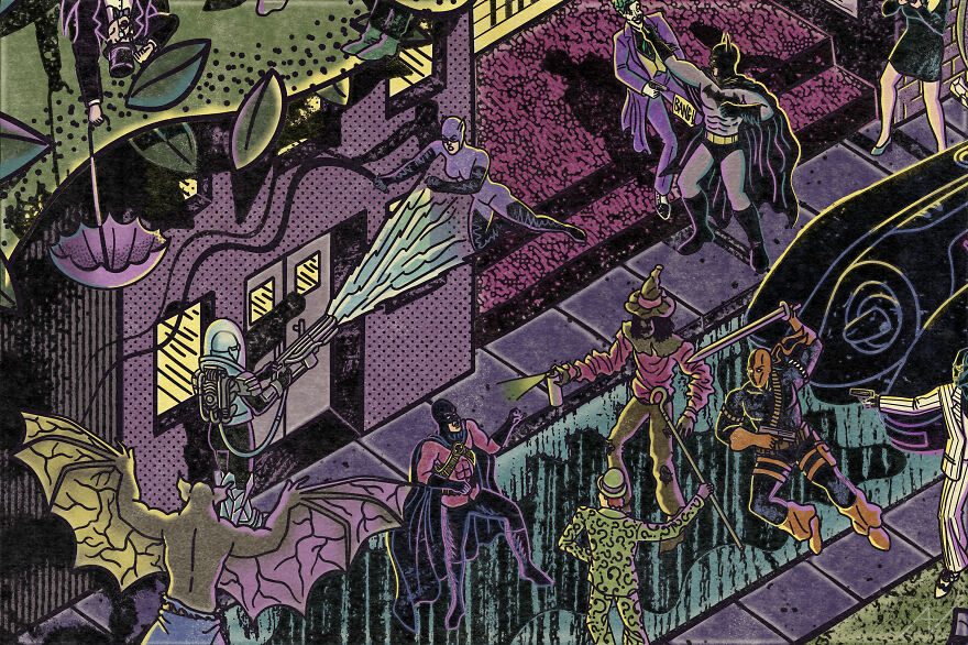 My Digital Illustration Of Batman's Gotham City That's Full Of Easter Eggs