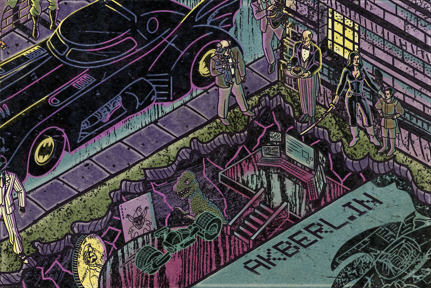 My Digital Illustration Of Batman's Gotham City That's Full Of Easter Eggs