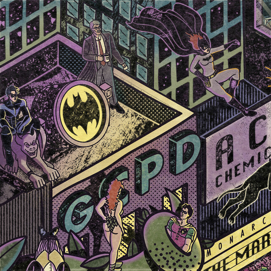 My Digital Illustration Of Batman's Gotham City That's Full Of Easter Eggs