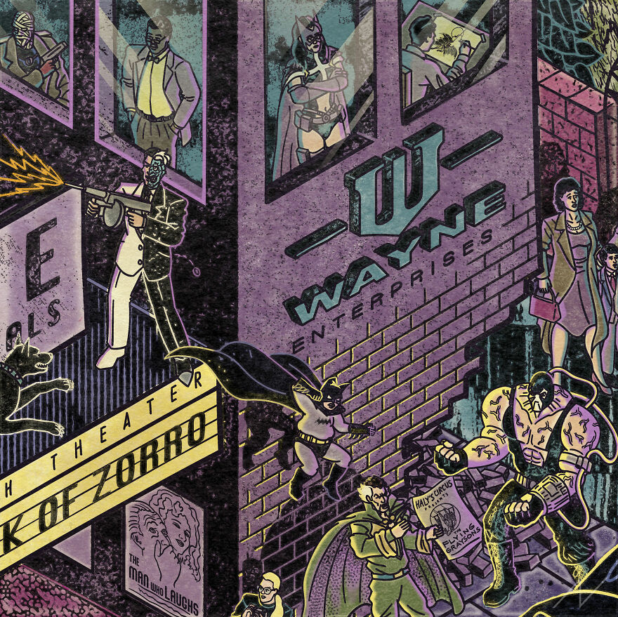 My Digital Illustration Of Batman's Gotham City That's Full Of Easter Eggs