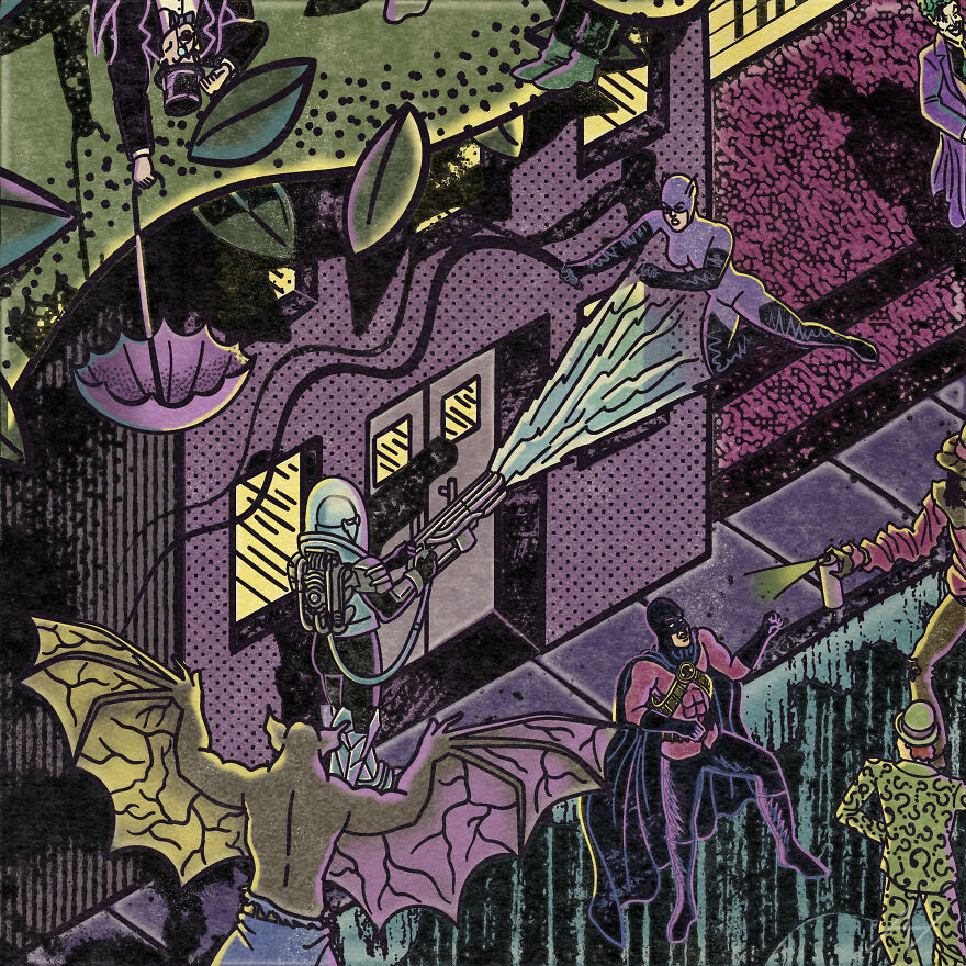 My Digital Illustration Of Batman's Gotham City That's Full Of Easter Eggs