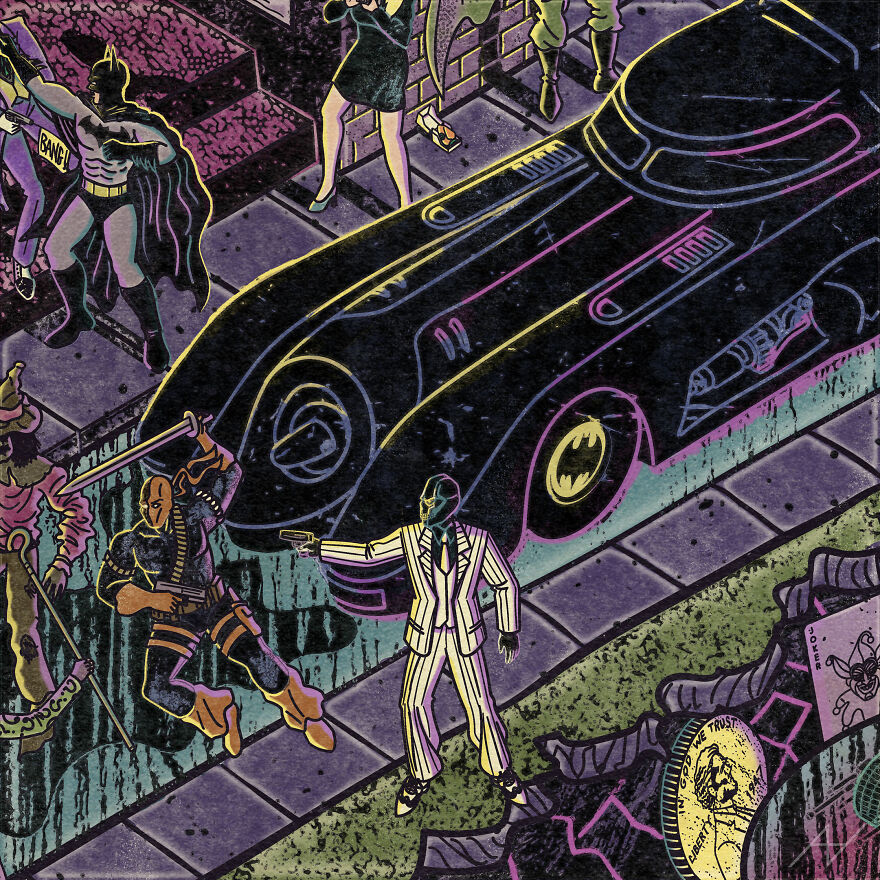 My Digital Illustration Of Batman's Gotham City That's Full Of Easter Eggs