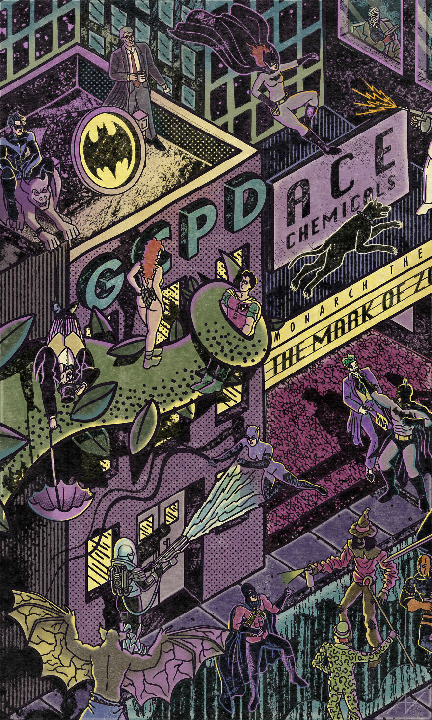 My Digital Illustration Of Batman's Gotham City That's Full Of Easter Eggs